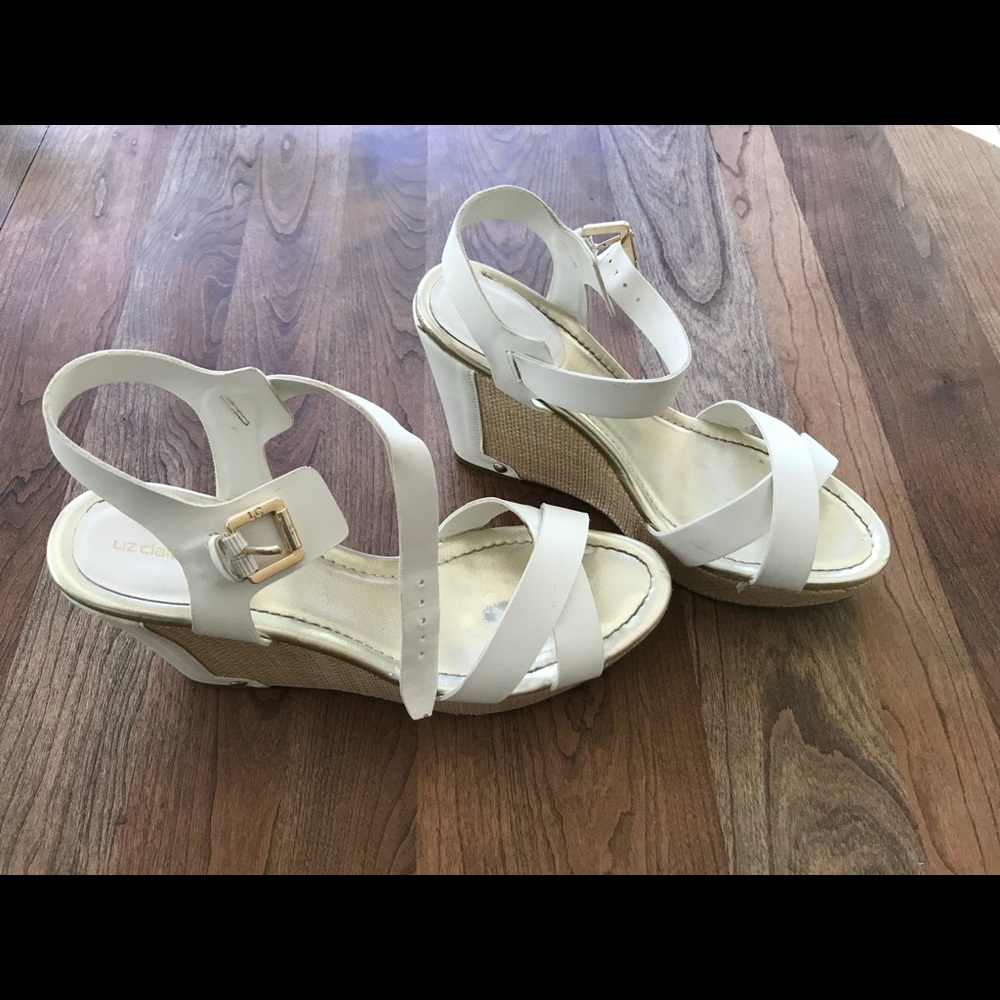 Ladies white wedges